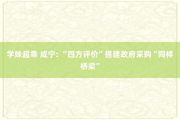 学妹超乖 咸宁: “四方评价”搭建政府采购“同样桥梁”